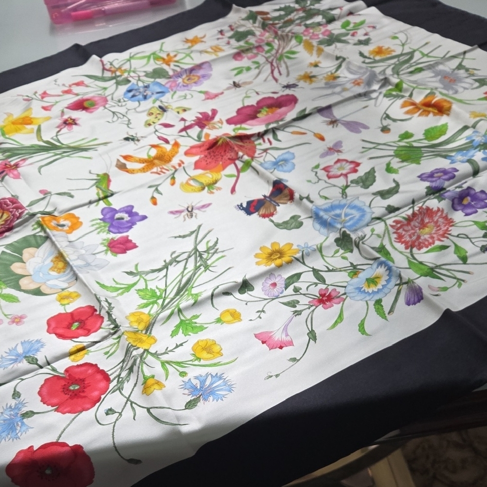Gucci Multicolor Floral Silk Scarf - Picture 7 of 11